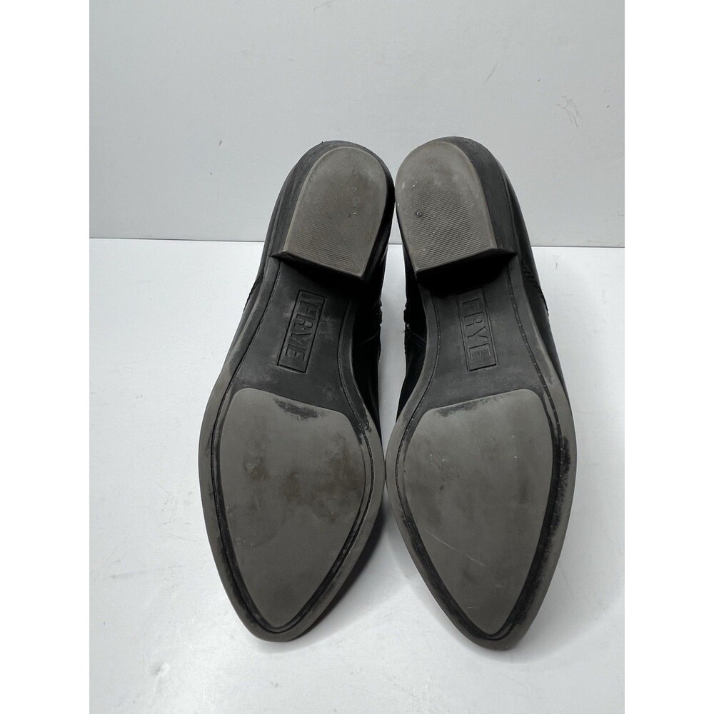 Frye Jennifer Black Leather Pointed Toe Side Zip Ankle Booties Women’s Size 7.5 - Picture 8 of 11